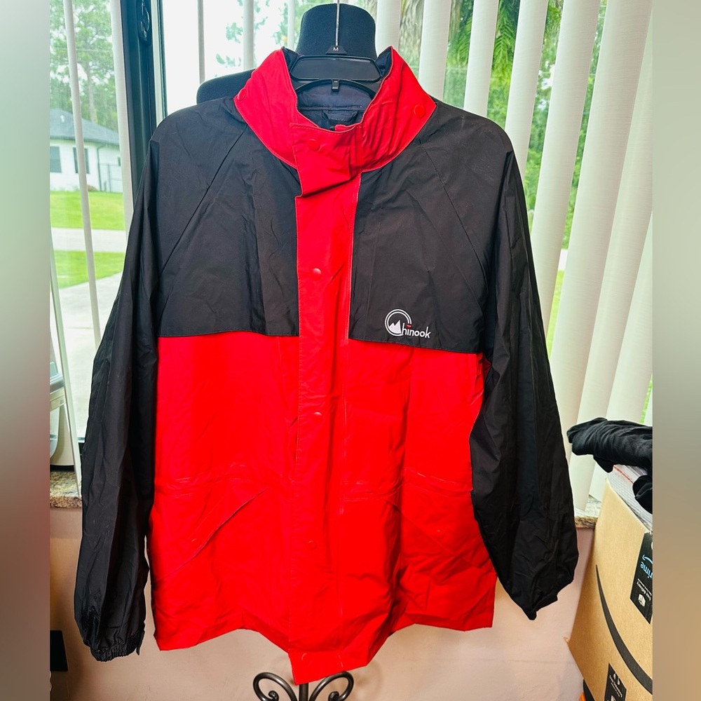 Chinhook Men's Red and Black Jacket Rain Jacket Size Large